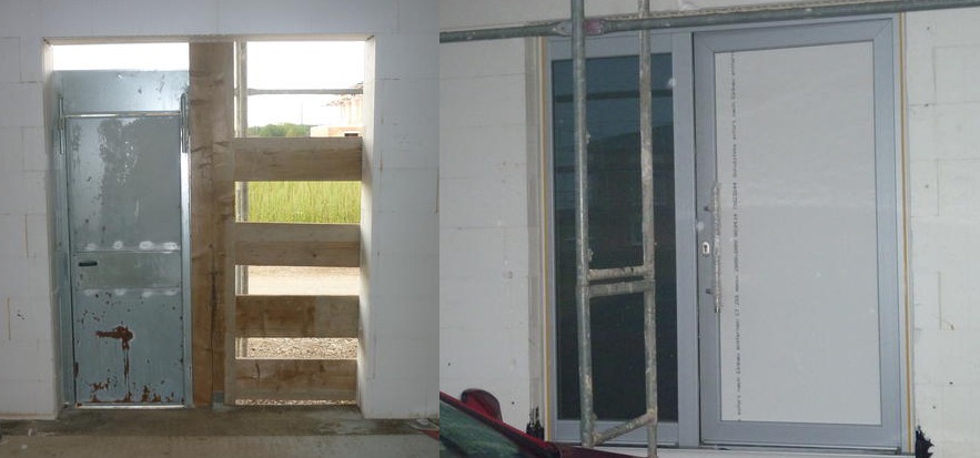 Die Eingangtür vorher und jetzt